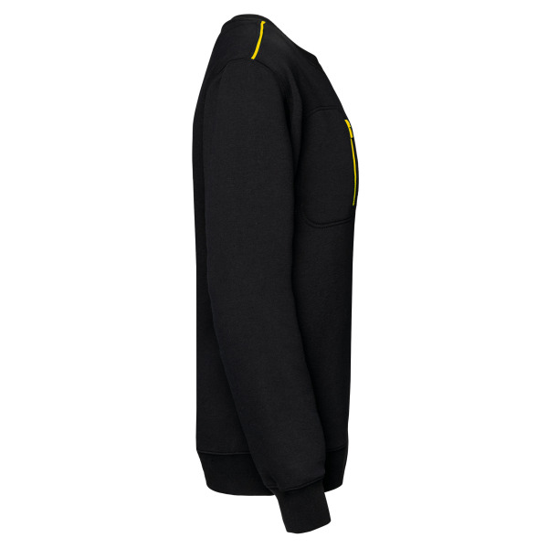 DayToDay unisex sweater met zip contrasterende zak Black / Yellow 3XL