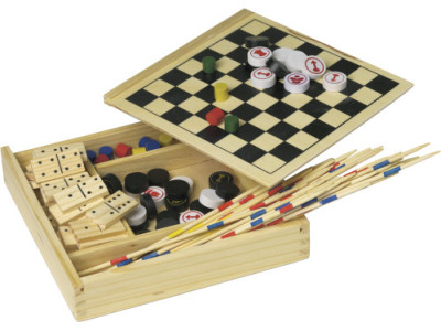 Houten 5-in-1 spellenset Houten 5-in-1 spellenset