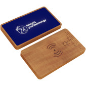 SCX.design P36 5000 mAh draadloze powerbank met oplichtend logo - Reflex blue/Hout
