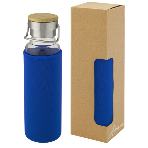 Thor 660 ml glazen fles met hoes van neopreen - Blauw