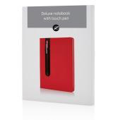 Standard hardcover PU A5 notesbog med stylus pen, rød