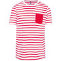 Gestreept T-shirt met zak en korte mouwen White / Red Stripe XXL