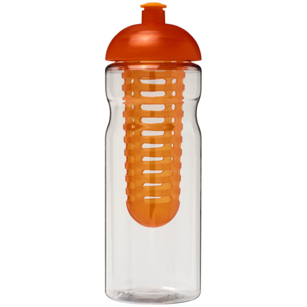 H2O Active® Base 650 ml bidon en infuser met koepeldeksel - Transparant/Oranje