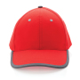 Impact AWARE™ 6 panel 280gr recycled katoen cap met bies, rood