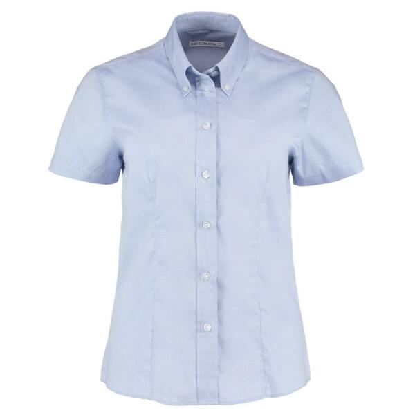 Ladies Premium Short Sleeve Tailored Oxford Shirt, Light Blue, 22, Kustom Kit