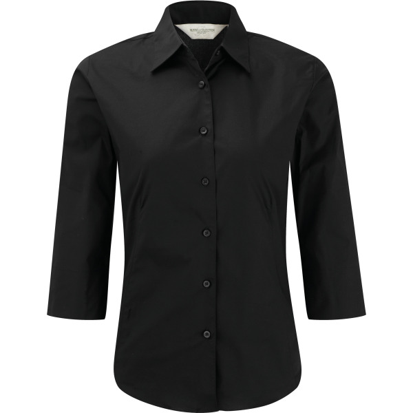 Ladies' 3/4 Sleeve Easy Care Fitted Shirt Black XS