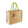 Classic Jute Shopper - Natural/Lime Green - One Size