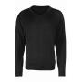Knitted Cotton Acrylic V Neck Sweater, Black, XXS, Premier