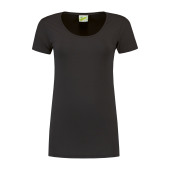 L&S T-shirt Crewneck cot/elast SS for her dark grey L
