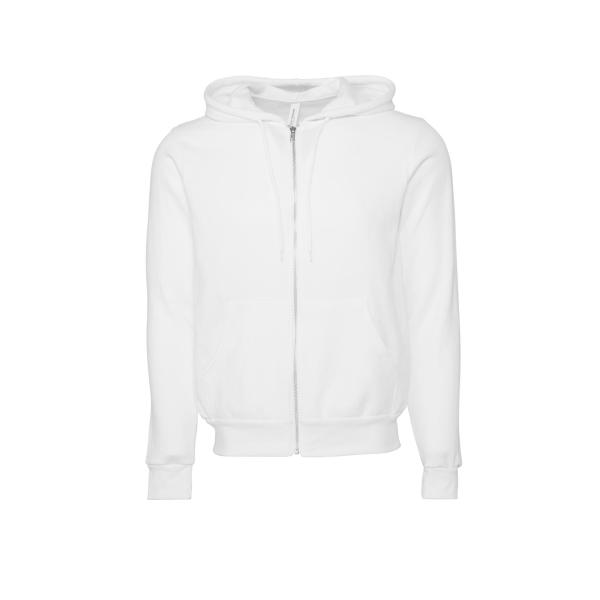 Unisex Poly-Cotton Full Zip Hoodie - DTG White - XS