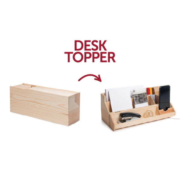 Rackpack Desktopper – wine gift box AND desk organizer in one!