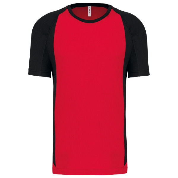 Tweekleurig sport-t-shirt unisex Red / Black L