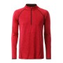 Men's Sports Shirt Longsleeve - red-melange/titan - XXL