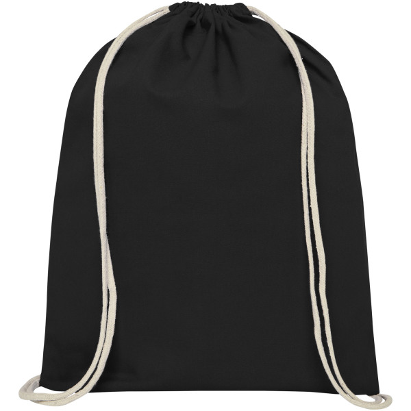 Oregon 140 g/m² cotton drawstring backpack 5L - Solid black