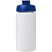 Baseline® Plus grip 500 ml sportflaska med uppfällbart lock - Vit/Blå