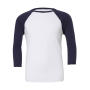 Unisex 3/4 Sleeve Baseball T-Shirt - White/Navy - XS