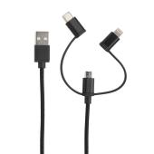 3-in-1 kabel met MFi licentie, zwart 3-in-1 kabel met MFi licentie, zwart