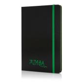 Deluxe hardcover A5 notitie-boek met gekleurde zijde, groen, zwart