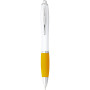 Nash ballpoint pen white barrel and coloured grip - White/Yellow