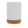 Ceramic mug with cork base, white