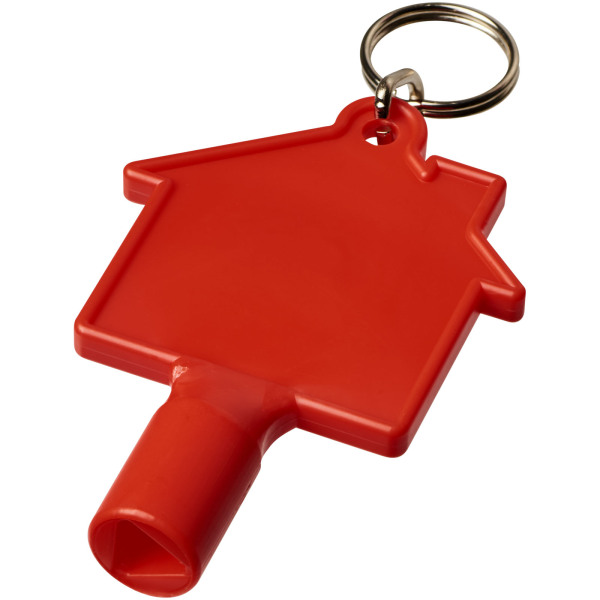 Maximilian house-shaped utility key with keychain - Red