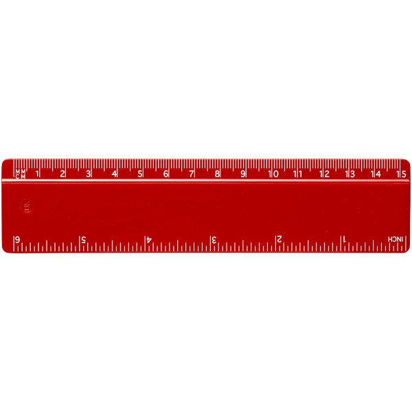 Renzo 15 cm plastic ruler - Red