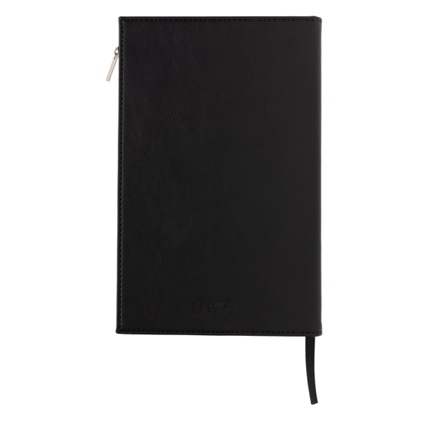 Swiss Peak A5 PU notitieboek met ritsvak, zwart