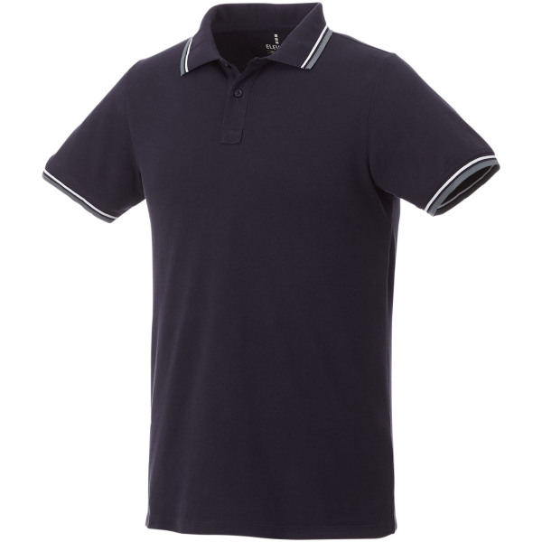 Fairfield short sleeve men's polo with tipping - Navy/Grey melange/White - XS