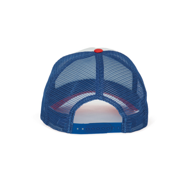 5-Panel Trucker Kappe Mesh White/French red/Reflex blue One Size