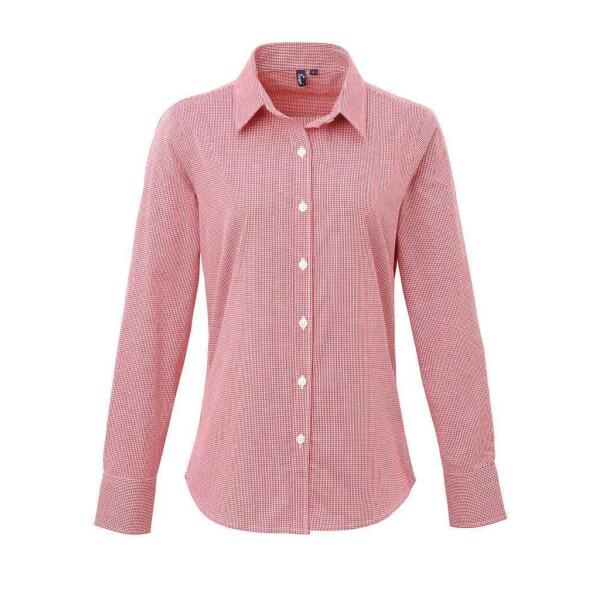 Ladies Gingham Long Sleeve Shirt, Red/White, 3XL, Premier