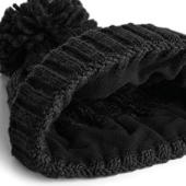 Cable Knit Melange Beanie - Black
