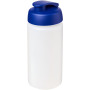 Baseline® Plus grip 500 ml sportfles met flipcapdeksel - Transparant/Blauw