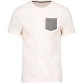 T-shirt BIO-katoen met borstzakje Cream / Grey Heather 3XL