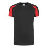 AWDis Kids Cool Contrast T-Shirt, Jet Black/Fire Red, 9-11, Just Cool