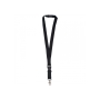 Polyester lanyard 20mm with buckle and hook - Black
