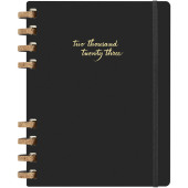 12M daily XL spiral hard cover planner - Solid black