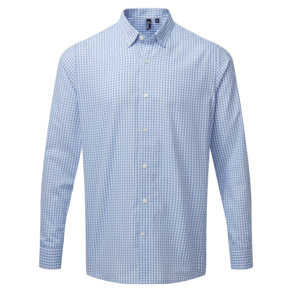 Overhemd met grote vichyruiten Light Blue / White S