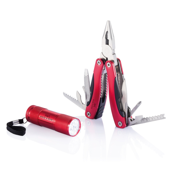 Multitool and torch set, red