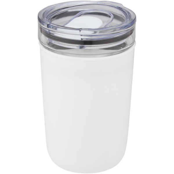 Bello 420 ml glass tumbler with recycled plastic outer wall - White