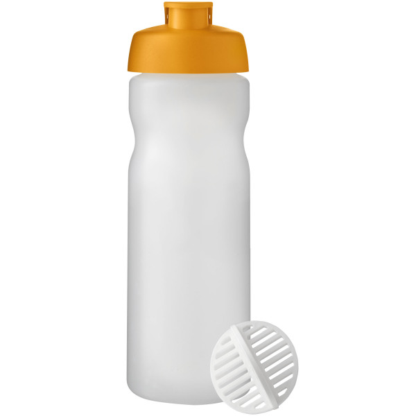 Baseline® Plus 650 ml sportfles met shaker bal - Oranje/Frosted transparant