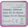 WS101 2200/2600 mAh powerbank - Roze - 2200mAh