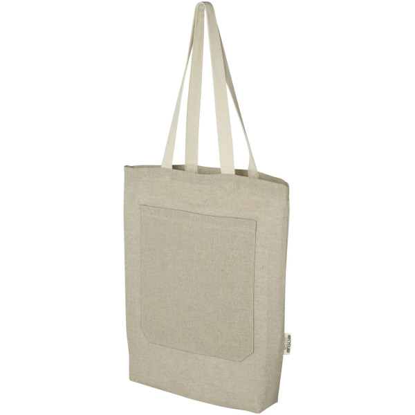 Recycled cotton tote bag with front pocket 9L
