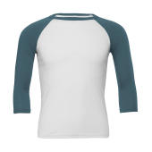 Unisex 3/4 Sleeve Baseball T-Shirt - White/Denim - 2XL