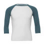 Unisex 3/4 Sleeve Baseball T-Shirt - White/Denim - 2XL