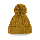 Cable Knit Melange Beanie - Mustard