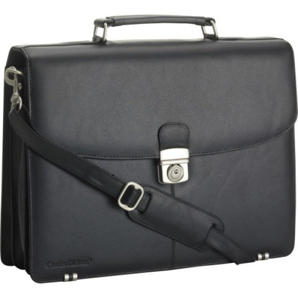 Leather Charles Dickens® briefcase Shia black