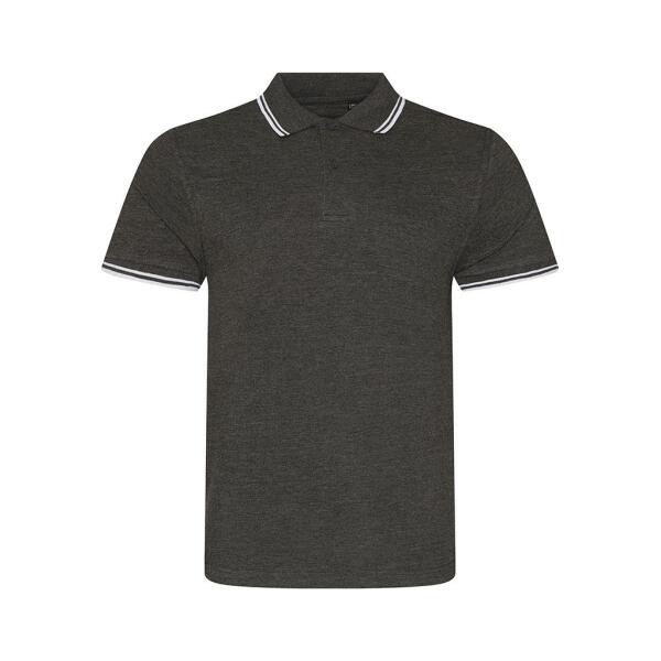 AWDis Stretch Tipped Piqué Polo Shirt, Charcoal/White, XL, Just Polos