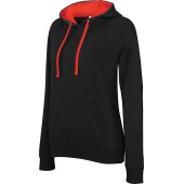 Damessweater met capuchon in contrasterende kleur Black / Red L
