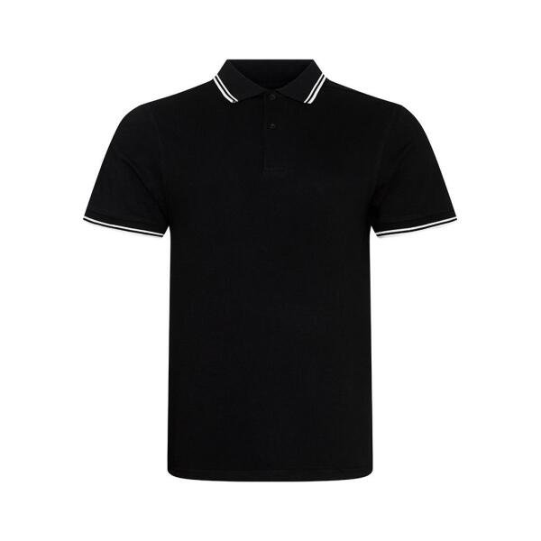 AWDis Stretch Tipped Piqué Polo Shirt, Black/White, XL, Just Polos