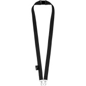 Adam recycled PET lanyard with two hooks - Solid black